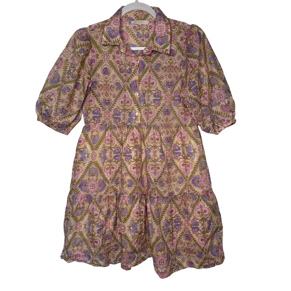Olivaceous Freya Floral Mini‎ Dress M Lavender Pink Cottagecore Tiered Romantic